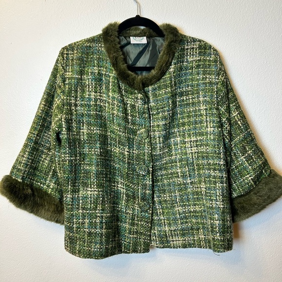 Isabelle’s Journey Cashmere/polyester Jacket Faux Fur Neck, Sleeve Trim One Size - Picture 1 of 8